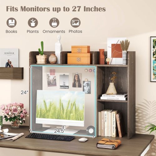 3-Tier Desk Bookshelf with 4 Shelves, Perfect for Home Office or Study Use