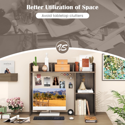 3-Tier Desk Bookshelf with 4 Shelves, Perfect for Home Office or Study Use