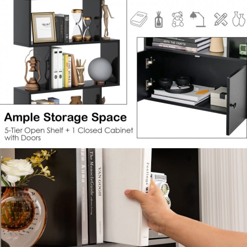 Bibliothèque autonome à 6 tablettes avec trousse antibasculement pour le salon ou le bureau