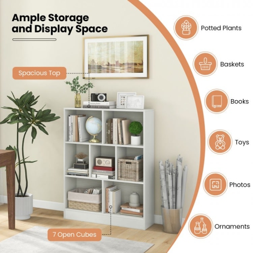 Kids Freestanding Bookshelf with 7 Sections for Nursery or Classroom Use