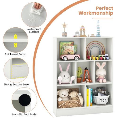 Kids Freestanding Bookshelf with 7 Sections for Nursery or Classroom Use