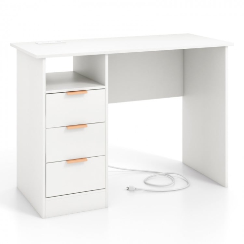SLICKBLUE  Desk for Home Office With Power Outlet, 3 Drawers, And Open Storage Compartment