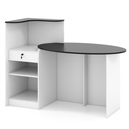 Modern Reception Desk with Oval Tabletop, Front Counter for Office or Salon