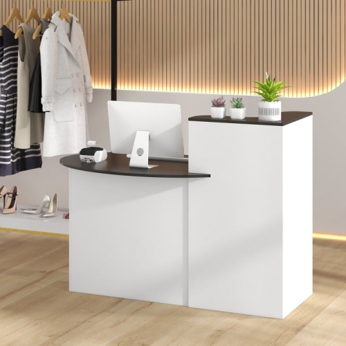 Modern Reception Desk with Oval Tabletop, Front Counter for Office or Salon
