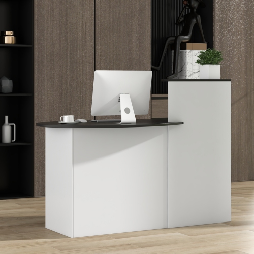 Modern Reception Desk with Oval Tabletop, Front Counter for Office or Salon