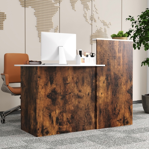 Modern Reception Desk with Oval Tabletop, Front Counter for Office or Salon