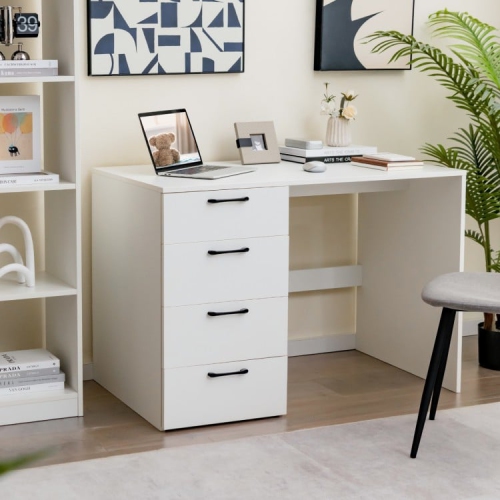 Desk with 4 Large Drawers, Ideal for Computer Work and Office Organization