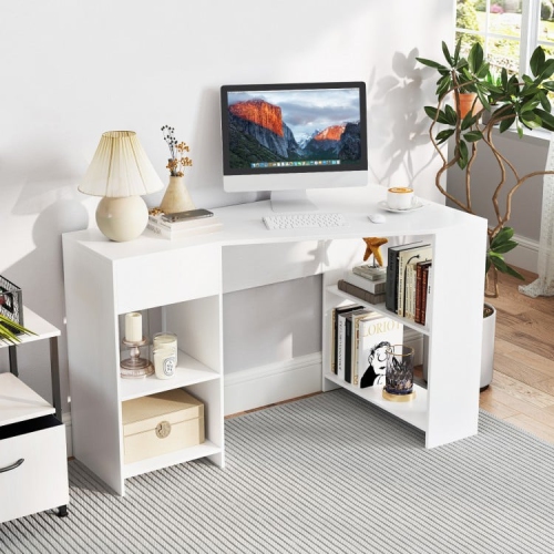 L-Shaped Executive Computer Desk with Drawer for Corner Home Office