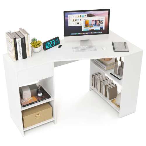 L-Shaped Executive Computer Desk with Drawer for Corner Home Office
