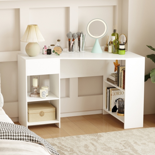 L-Shaped Executive Computer Desk with Drawer for Corner Home Office