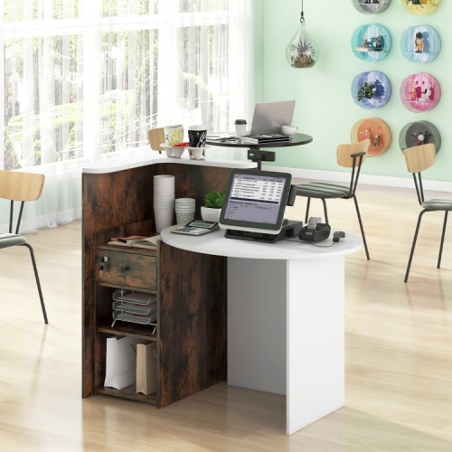 Office Desk with Open Shelf and Lockable Drawer for Organized Workspace