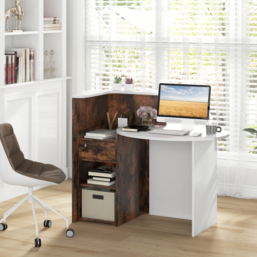 Office Desk with Open Shelf and Lockable Drawer for Organized Workspace
