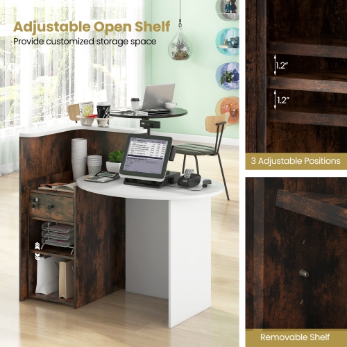 Office Desk with Open Shelf and Lockable Drawer for Organized Workspace