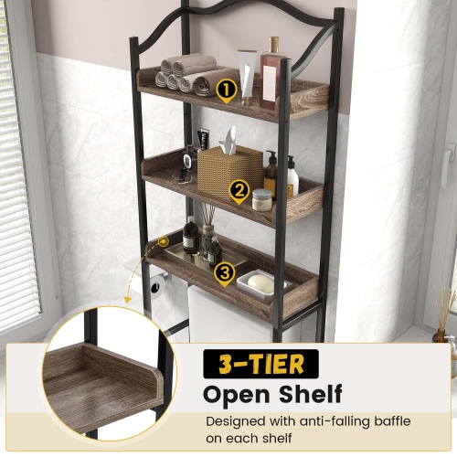 Costway 3-Tier Over-The-Toilet Bathroom Spacesaver Storage Rack Standing Shelf Organizer