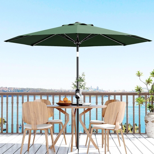 9-FT Outdoor UV-Resistant Patio Umbrella with Tilt Button & Crank Handle for Garden, Backyard, Poolside