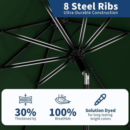 9-FT Outdoor UV-Resistant Patio Umbrella with Tilt Button & Crank Handle for Garden, Backyard, Poolside