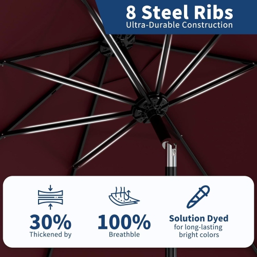 9-FT Outdoor UV-Resistant Patio Umbrella with Tilt Button & Crank Handle for Garden, Backyard, Poolside