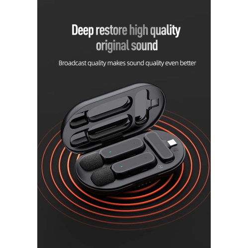 Micro-cravate sans fil avec interface de type C, adapté aux téléphones mobiles, aux ordinateurs, aux diffusions en direct, aux enregistrements vidéo