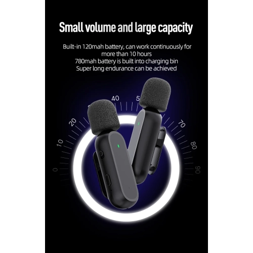 Micro-cravate sans fil avec interface de type C, adapté aux téléphones mobiles, aux ordinateurs, aux diffusions en direct, aux enregistrements vidéo