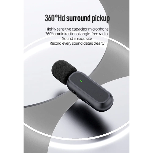 Micro-cravate sans fil avec interface de type C, adapté aux téléphones mobiles, aux ordinateurs, aux diffusions en direct, aux enregistrements vidéo