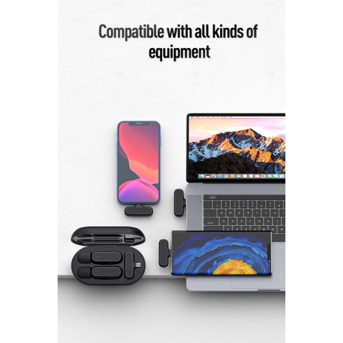 Micro-cravate sans fil avec interface de type C, adapté aux téléphones mobiles, aux ordinateurs, aux diffusions en direct, aux enregistrements vidéo