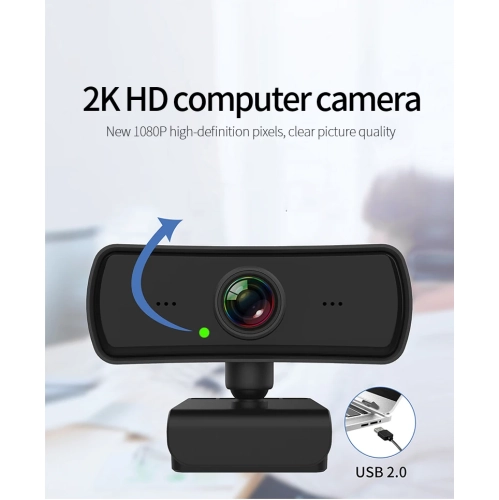 Caméra d'ordinateur Conférence en direct Mise au point fixe Plug and Play Enseignement vidéo HD Caméra Web, vidéo 2K, résolution 2560 x 1440,