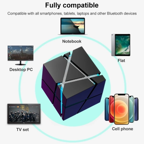 Magic Cube Bluetooth Smart Speaker Creative Colored Lights Mobile Phone Subwoofer Portable Wireless Mini Speaker Gift-White