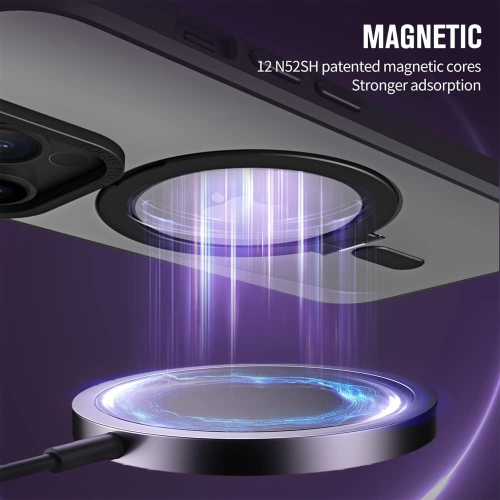 Applicable to iPhone 16 Pro mobile phone case, magnetic hidden ring holder, mobile phone case, transparent anti-fall Apple protective case, blue