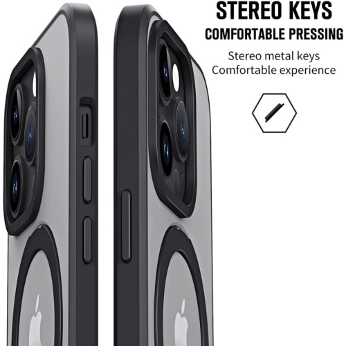 Applicable to iPhone 16 Pro mobile phone case, magnetic hidden ring holder, mobile phone case, transparent anti-fall Apple protective case - black