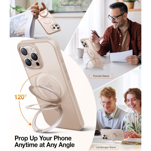 Applicable to iPhone16promax mobile phone case magnetic damping bracket protective cover Apple rotating fulcrum shell bracket, magnetic, invisible