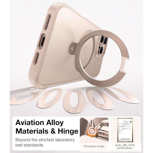 Applicable to iPhone16promax mobile phone case magnetic damping bracket protective cover Apple rotating fulcrum shell bracket, magnetic, invisible