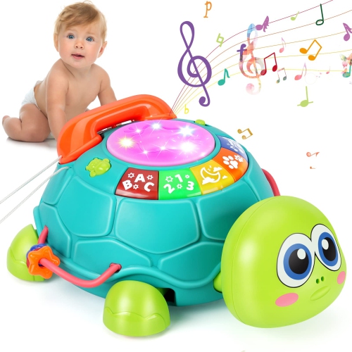 Musical Turtle Baby Toy, Baby Light-Up Musical Toy, Crawling Toy, Easter Christmas Gift, Suitable for 6–12 Months Boys and Girls