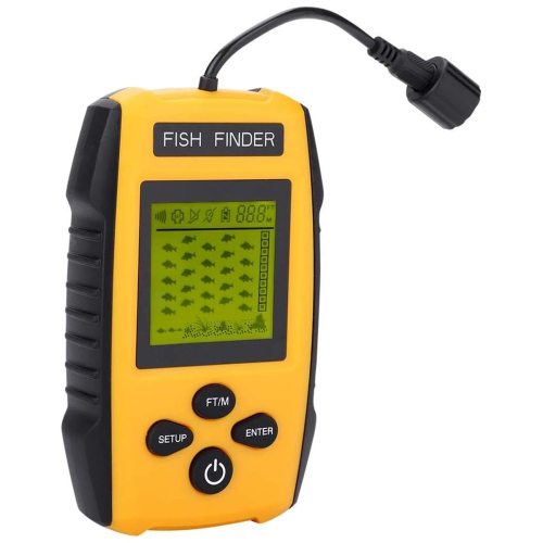 Échosondeur 100&nbsp;m de qualité marine avec sondeur grand-angle de 45°, sondeur Echo HD et transducteur d'alarme sonore – Détecteur de pêche