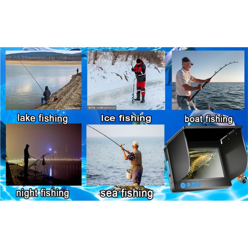 Détecteur de poisson Caméra sous-marine Pêche grand-angle Vision nocturne infrarouge Hôte IP65 étanche avec écran IPS de 5&nbsp;po pour glace,