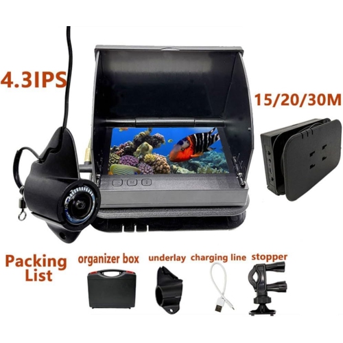 Underwater Fishing Camera, 4.3-Inch HD Display, 195 Wide View, IP67 Waterproof, Infrared Night Vision, 30m/98ft Cable, 5000mAh Battery