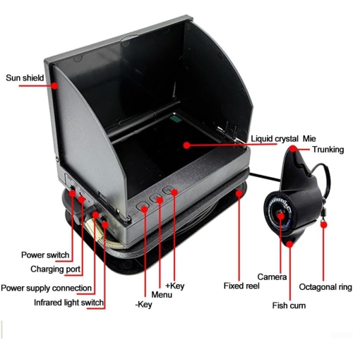 Caméra de pêche sous-marine, écran HD de 4,3&nbsp;po, vue panoramique 195:9, étanche IP67, vision nocturne infrarouge, Câble 20&nbsp;m/65&nbsp;pi,