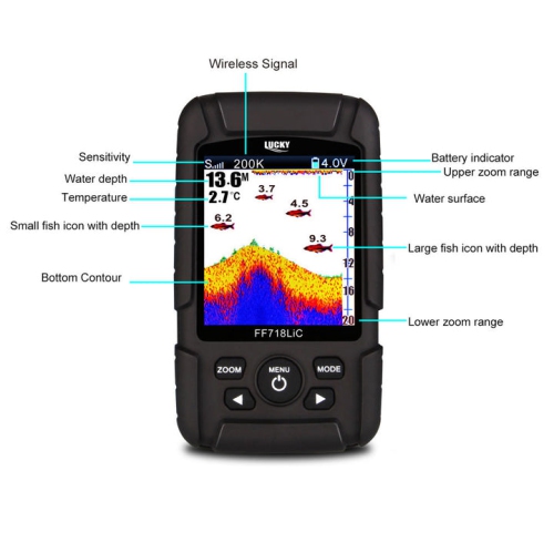 Fish Finder Wired Probe and Wireless Probe Underwater Sonar Smart Finder Fish Finder Outdoor Fishing Gear Depth Sounder and Fish Finder Fish Finder