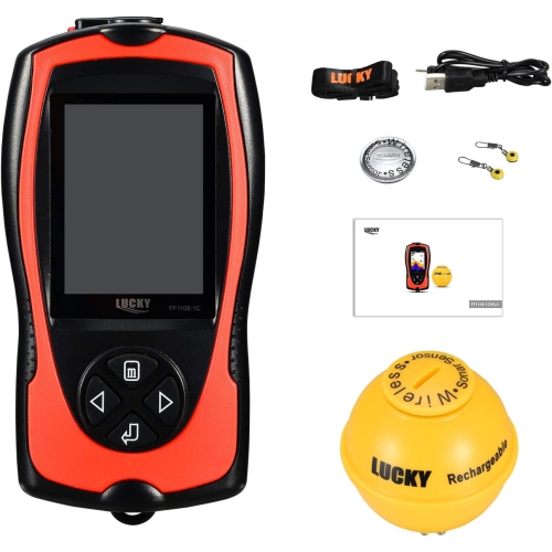 Échosondeur portatif Capteur de sondeur 147 pi Échosondeur d'eau LCD Échosondeur d'écran avec lampe attrayante pour pêche sur glace en mer