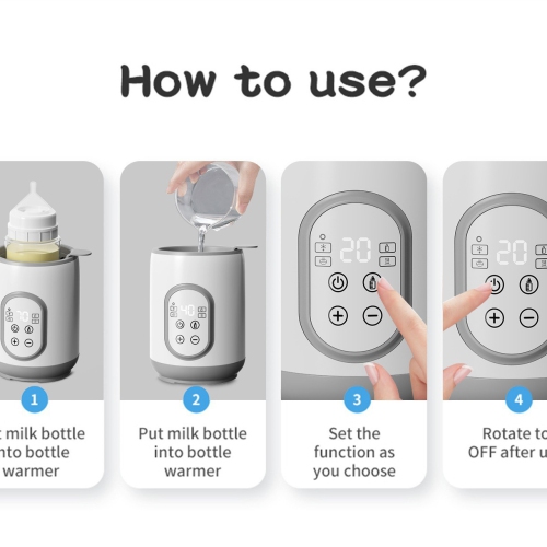 Chauffe-biberon portatif, chauffe-lait entièrement automatique avec écran intelligent, idéal pour les nouvelles mamans et les papas