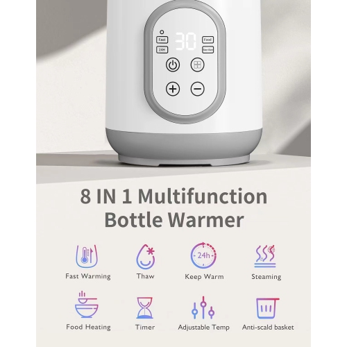 Chauffe-biberon portatif, chauffe-lait entièrement automatique avec écran intelligent, idéal pour les nouvelles mamans et les papas