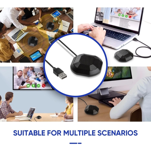 USB Conference Microphone, Omnidirectional Condenser Microphone for PC with Mute Button