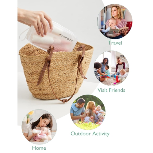 Momcozy Breast Pump Hands Free Upgraded Mobile Flow | M9, App Discreet Control Electric Breast Pump & Momcozy Bottle Brush Kit, Innovative Push-Press