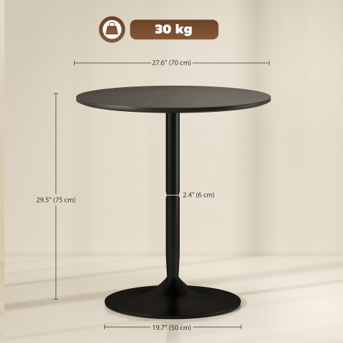 HOMCOM Round Dining Table for 2, 27.6" Modern Kitchen Table with Wood Veneer Top and Steel Pedestal Base for Dining Room, Kitchen, Living Room, Black
