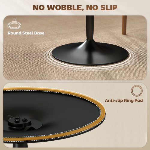 HOMCOM Round Dining Table for 2, 27.6" Modern Kitchen Table with Wood Veneer Top and Steel Pedestal Base for Dining Room, Kitchen, Living Room, Black