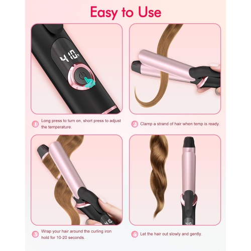 Mini Curling Iron for Travel,25mm Fast Heating Curling Wand,Small Wave Hair Curler for Short & Long Hair,Temp Control Tiny Long Barrel Hair Styling