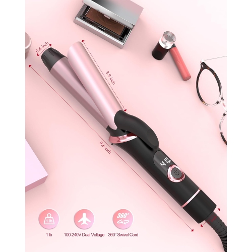 Mini Curling Iron for Travel,25mm Fast Heating Curling Wand,Small Wave Hair Curler for Short & Long Hair,Temp Control Tiny Long Barrel Hair Styling