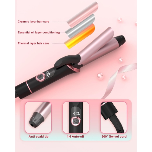 Mini Curling Iron for Travel,25mm Fast Heating Curling Wand,Small Wave Hair Curler for Short & Long Hair,Temp Control Tiny Long Barrel Hair Styling