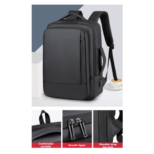 Large capacity expandable backpack for men, business travel backpack for men, backpack for men - gray