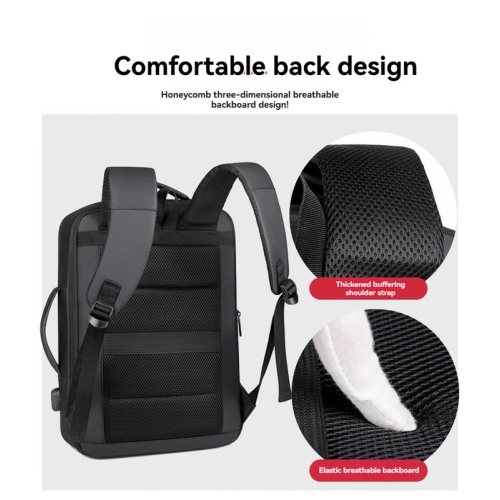 Large capacity expandable backpack for men, business travel backpack for men, backpack for men - gray