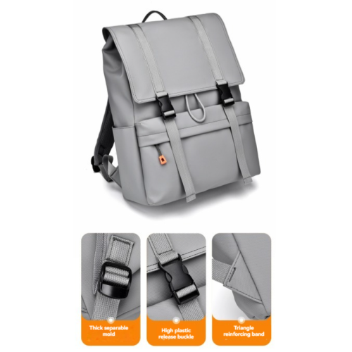 Sac à dos pour ordinateur d'affaires Sac d'école Sac à dos de voyage de grande capacité pour hommes convenant aux voyages et au travail - gris